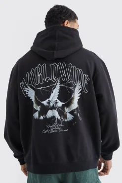 Oversized World Wide Dove Graphic Hoodie | BoohooMAN UK