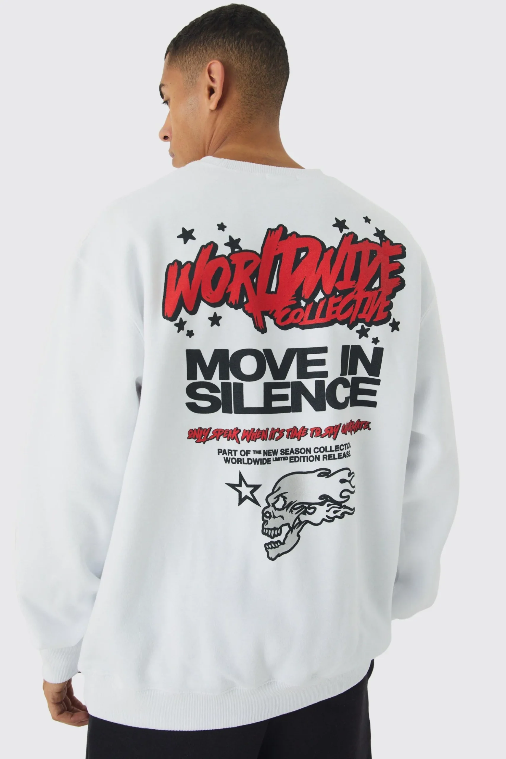Oversized Worldwide Back Printed Sweatshirt | BoohooMAN UK