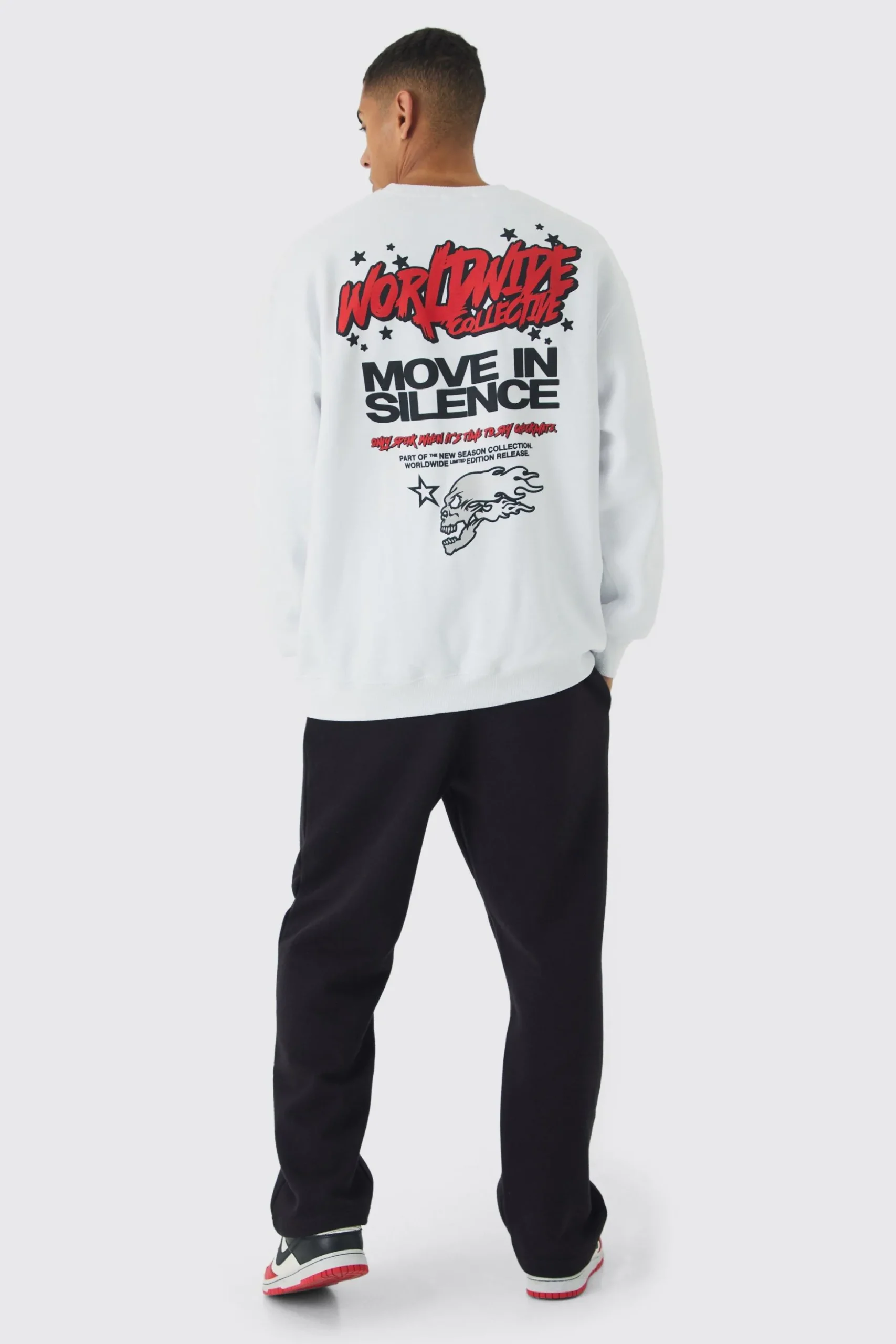 Oversized Worldwide Back Printed Sweatshirt | BoohooMAN UK