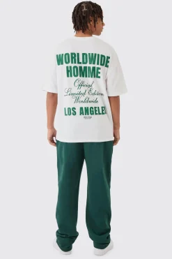 Oversized Worldwide Back Puff Print T-Shirt | BoohooMAN UK