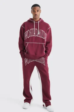 Oversized Worldwide Contrast Stitch Hooded Gusset Tracksuit | BoohooMAN UK