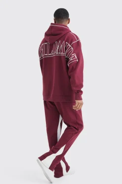 Oversized Worldwide Contrast Stitch Hooded Gusset Tracksuit | BoohooMAN UK