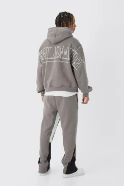 Oversized Worldwide Contrast Stitch Gusset Tracksuit | BoohooMAN UK