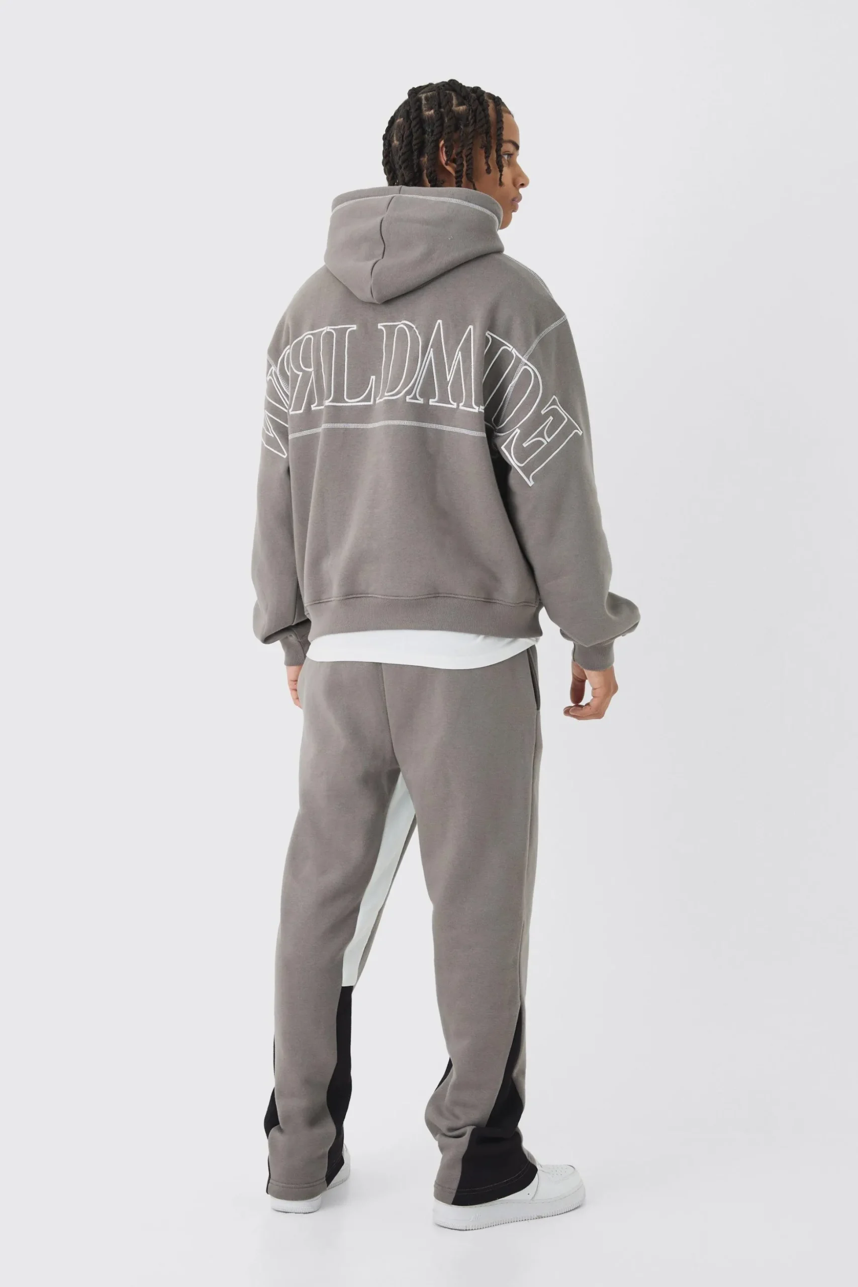 Oversized Worldwide Contrast Stitch Gusset Tracksuit | BoohooMAN UK