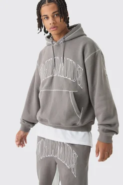 Oversized Worldwide Contrast Stitch Gusset Tracksuit | BoohooMAN UK