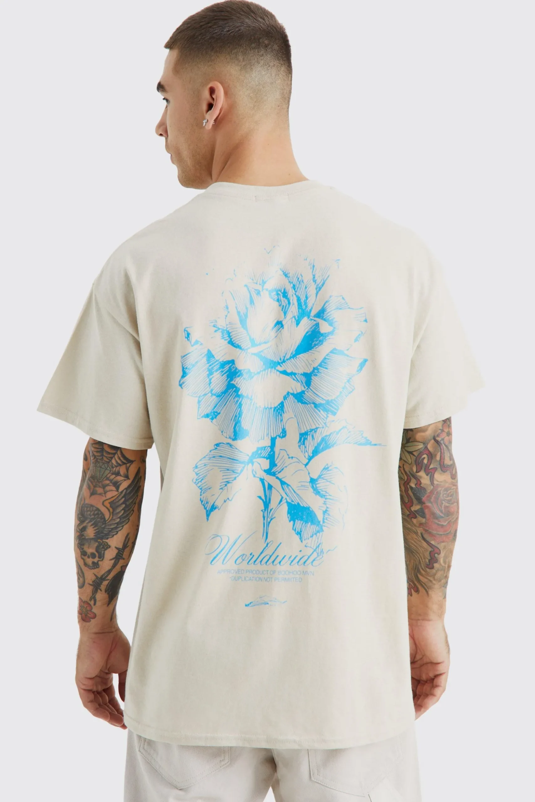 Oversized Worldwide Floral Graphic T-shirt | BoohooMAN UK