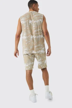 Oversized Worldwide Forest Tank & Short Set | BoohooMAN UK