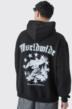 Oversized Worldwide Graphic Hoodie | BoohooMAN UK