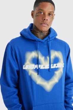 Oversized Worldwide Heart Hoodie | BoohooMAN UK