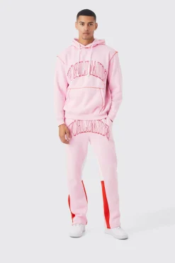 Oversized Worldwide Hooded Gusset Tracksuit | BoohooMAN UK