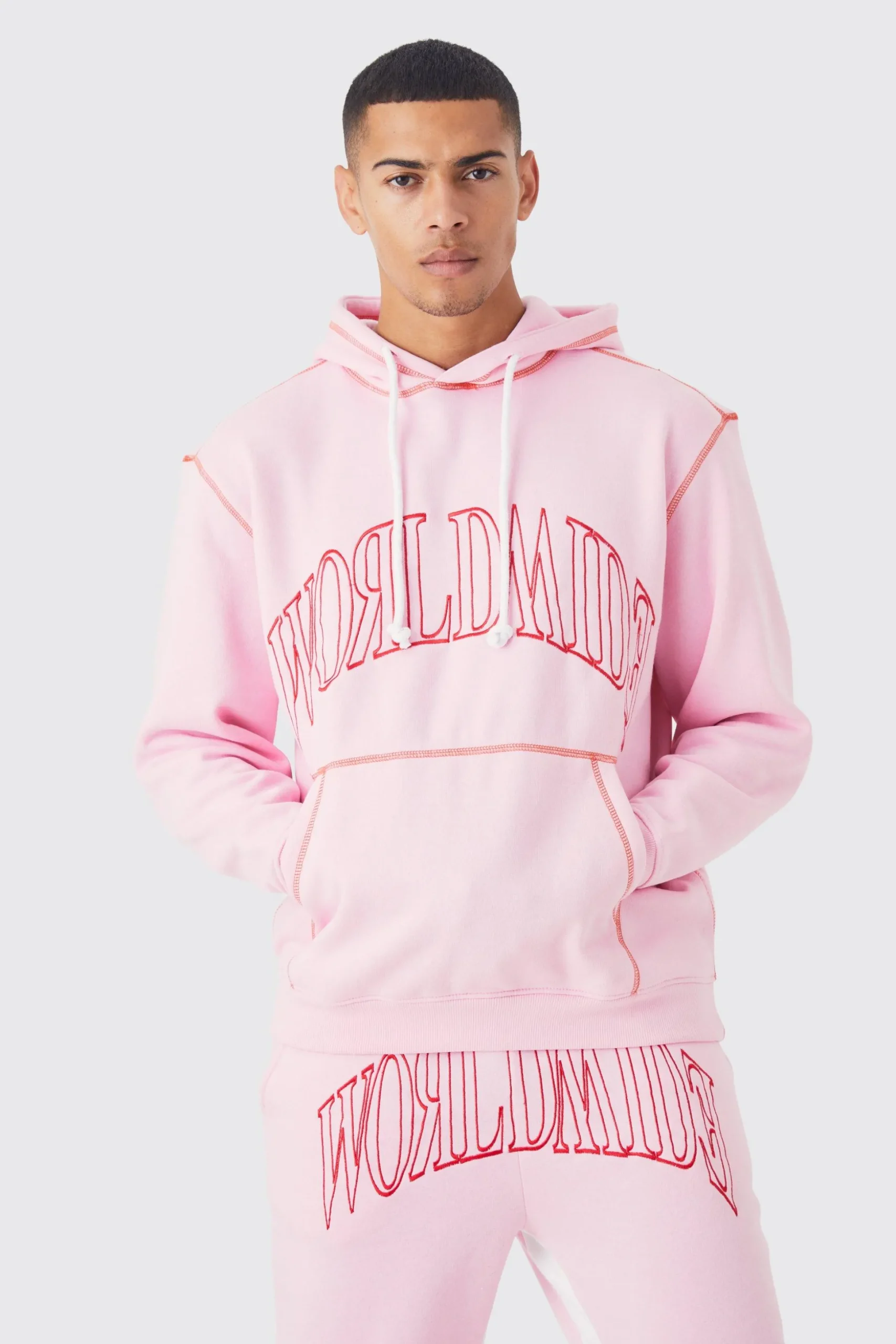 Oversized Worldwide Hooded Gusset Tracksuit | BoohooMAN UK