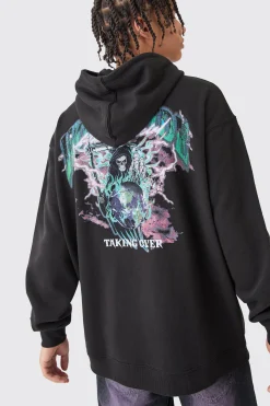 Oversized Worldwide Skull Graphic Hoodie | BoohooMAN UK