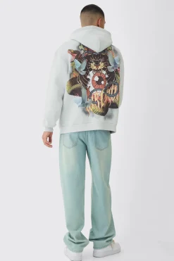 Oversized Worldwide Tattoo Back Graphic Hoodie | BoohooMAN UK