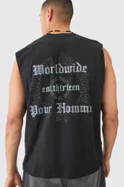 Oversized Worldwide Text Tank | BoohooMAN UK