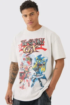 Oversized Yugioh GX License Wash Print T-shirt | BoohooMAN UK