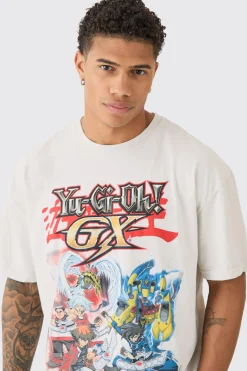 Oversized Yugioh GX License Wash Print T-shirt | BoohooMAN UK