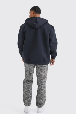 Oversized Zip Through Bonded Scuba Hoodie | BoohooMAN UK