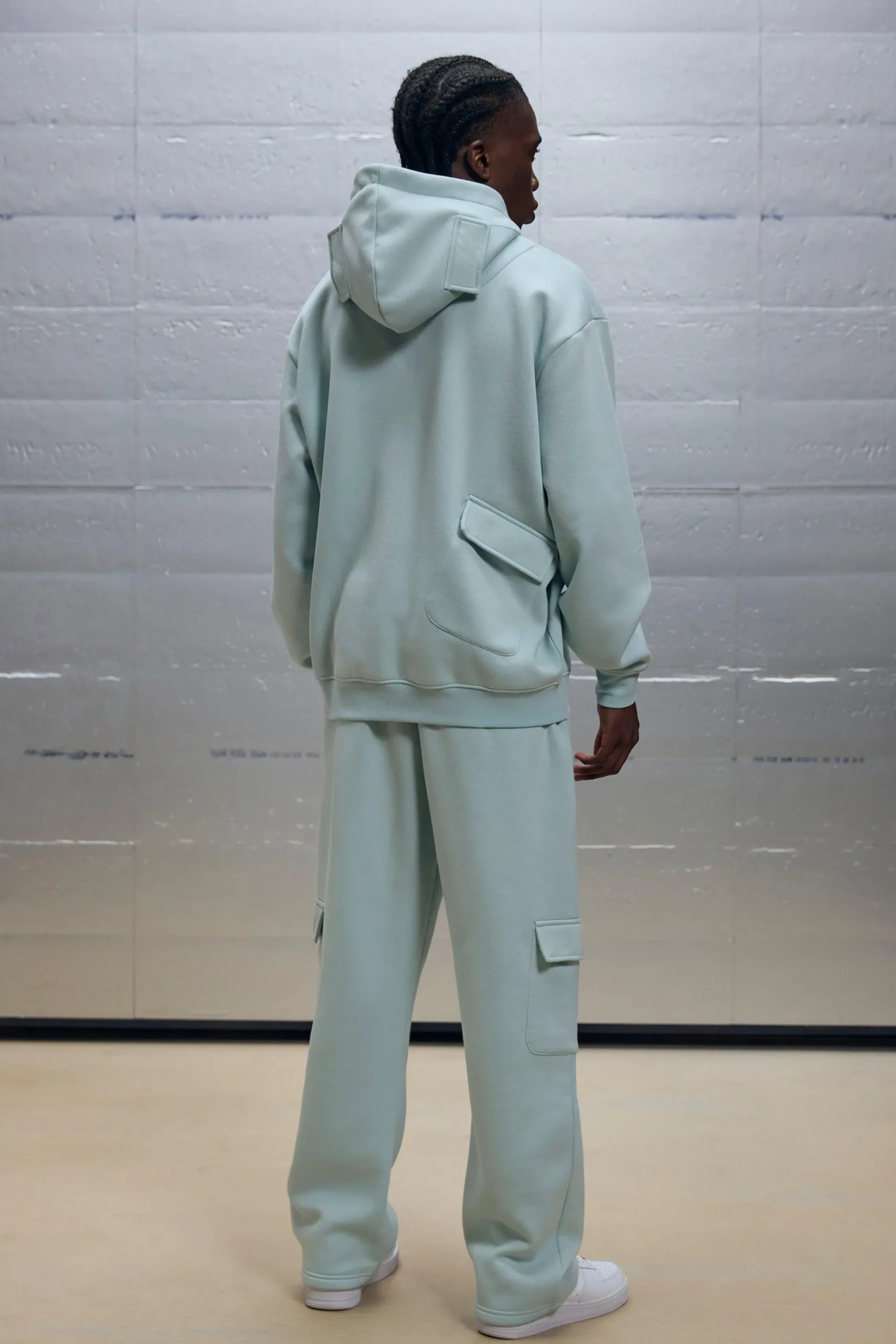 Oversized Zip Through Cargo Pocket Detail Hooded Tracksuit | BoohooMAN UK
