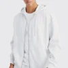 Oversized Zip Through Hoodie | BoohooMAN UK