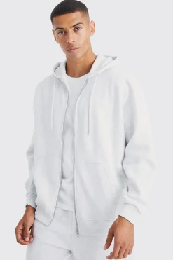 Oversized Zip Through Hoodie | BoohooMAN UK