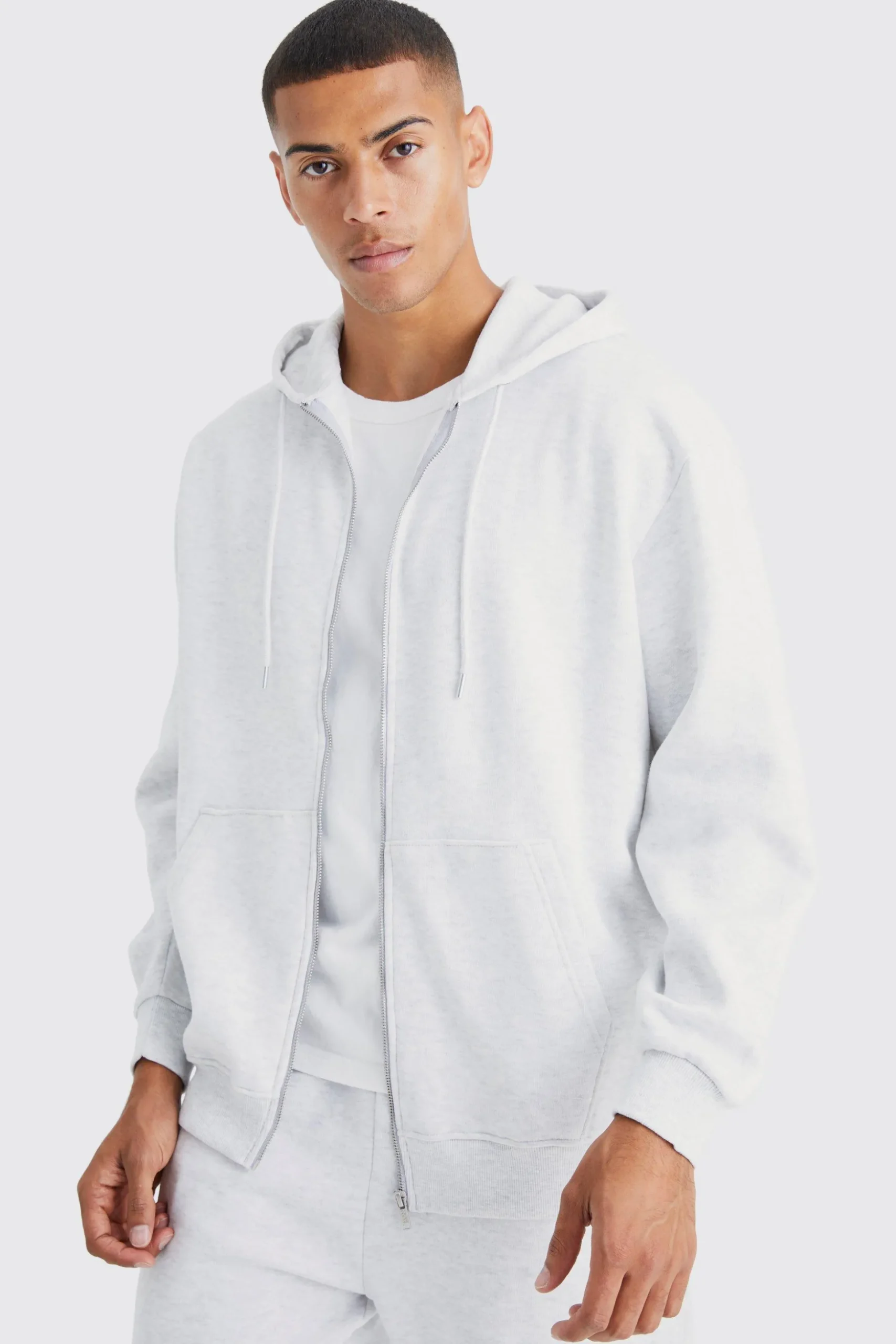 Oversized Zip Through Hoodie | BoohooMAN UK