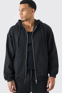 Oversized Zip Through Hoodie | BoohooMAN UK