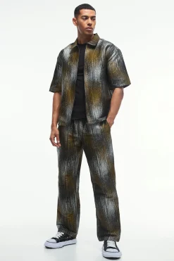 Oversized Zip Through Jacquard & Trouser Set | BoohooMAN UK