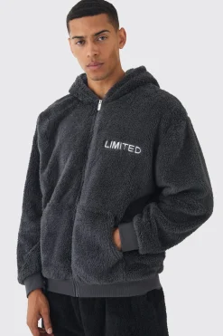 Oversized Zip Through Limited Edition Teddy Borg Hoodie | BoohooMAN UK