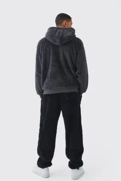 Oversized Zip Through Limited Edition Teddy Borg Hoodie | BoohooMAN UK