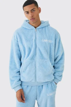 Oversized Zip Through Limited Edition Teddy Borg Hoodie | BoohooMAN UK