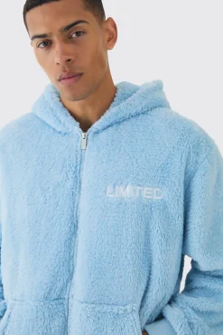 Oversized Zip Through Limited Edition Teddy Borg Hoodie | BoohooMAN UK