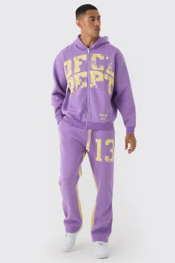 Oversized Zip Through OFCL Gusset Hooded Tracksuit | BoohooMAN UK