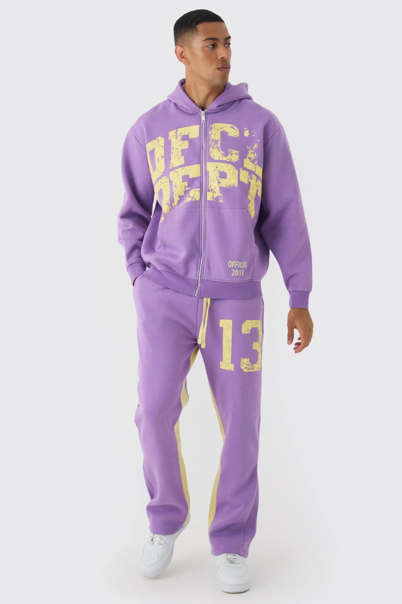 Oversized Zip Through OFCL Gusset Hooded Tracksuit | BoohooMAN UK