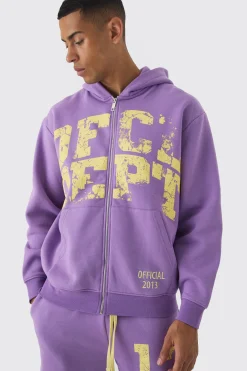 Oversized Zip Through OFCL Gusset Hooded Tracksuit | BoohooMAN UK