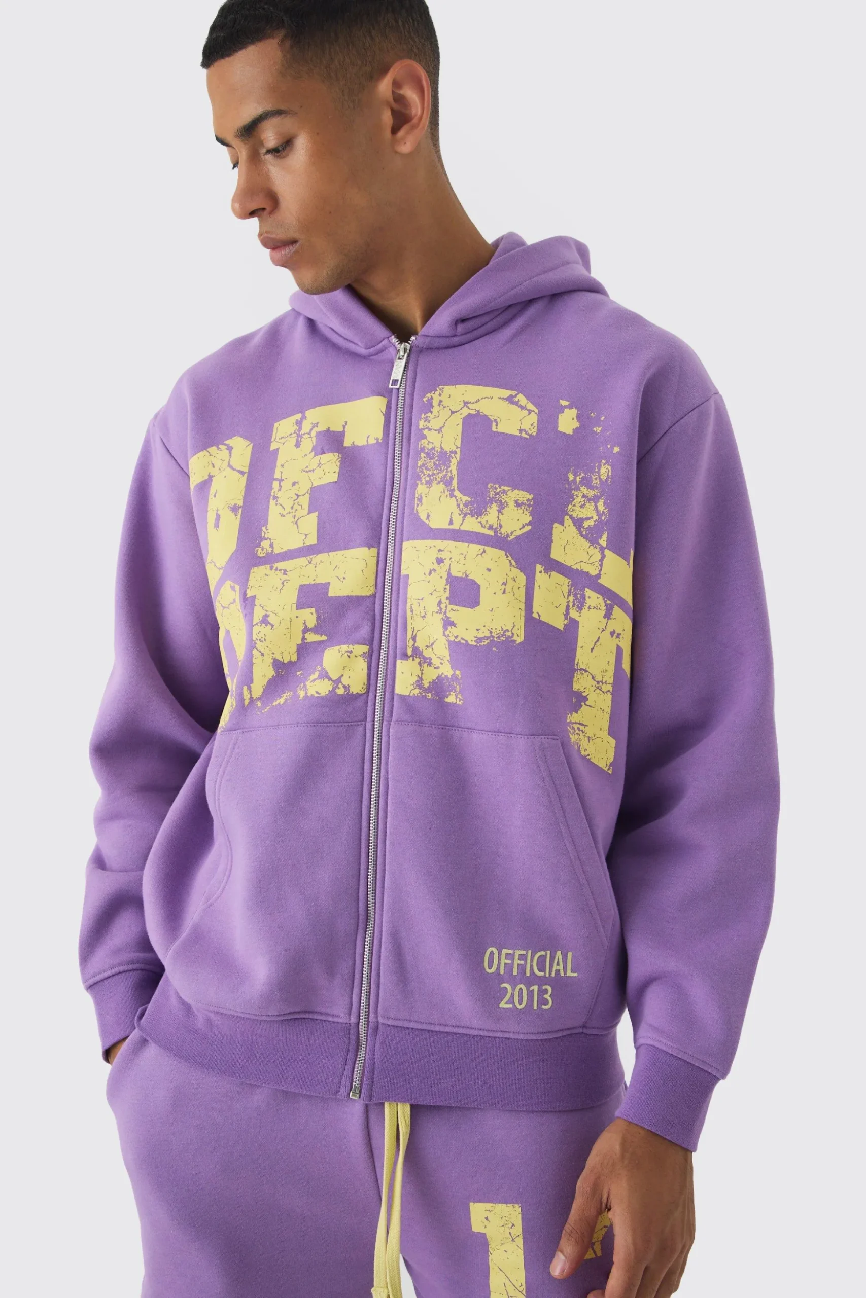 Oversized Zip Through OFCL Gusset Hooded Tracksuit | BoohooMAN UK