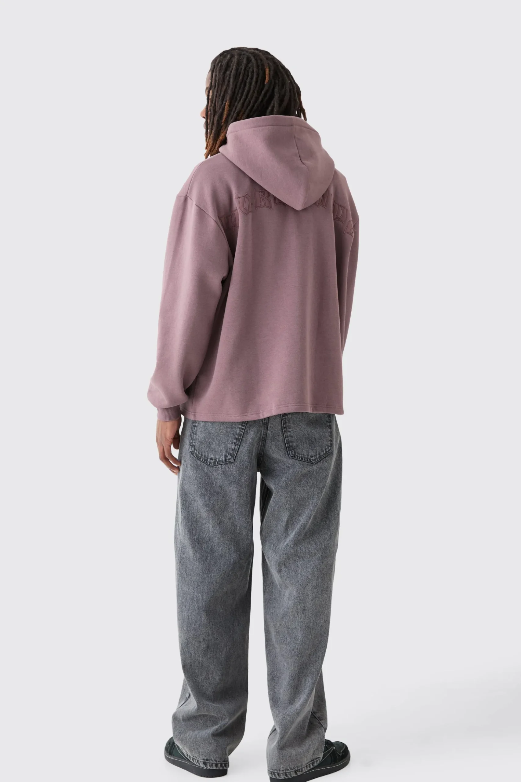 Oversized Zip Through Open Hem Applique Hoodie | BoohooMAN UK