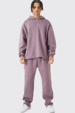 Oversized Zip Through Open Hem Applique Tracksuit | BoohooMAN UK