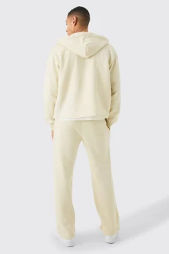 Oversized Zip Through Washed Puff Print Tracksuit | BoohooMAN UK