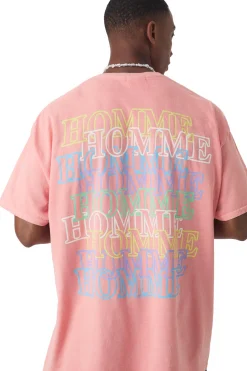Overszied Homme Wash Print T-shirt | BoohooMAN UK