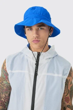 Packable Bucket Hat In Cobalt | BoohooMAN UK