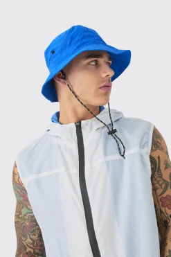 Packable Bucket Hat In Cobalt | BoohooMAN UK