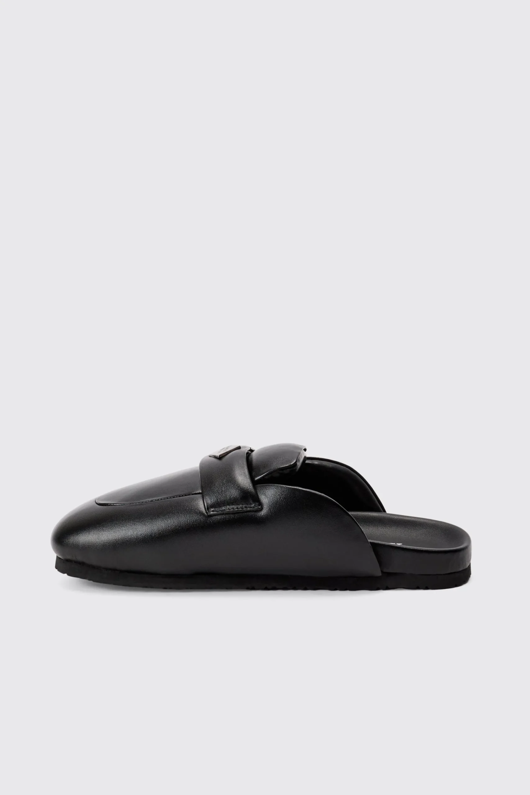 Padded Man Tab Mule In Black | BoohooMAN UK