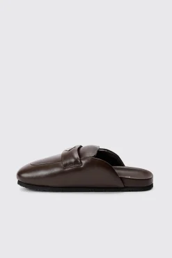 Padded Man Tab Mule In Brown | BoohooMAN UK