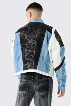 Padded Moto Denim Jacket | BoohooMAN UK