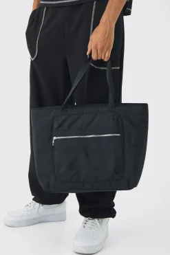 Padded Nylon Tote Bag | BoohooMAN UK