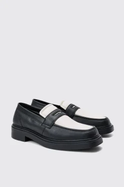 Padded Pu Loafer In Black | BoohooMAN UK