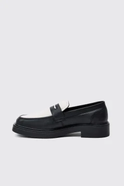 Padded Pu Loafer In Black | BoohooMAN UK