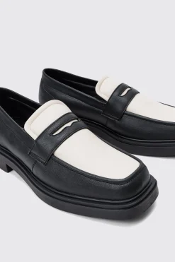 Padded Pu Loafer In Black | BoohooMAN UK