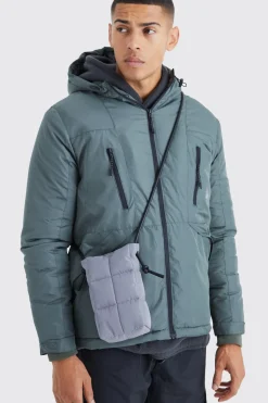 Padded Quilted Bottle Holder | BoohooMAN UK