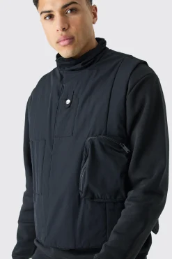 Padded Utility Pocket Gilet | BoohooMAN UK